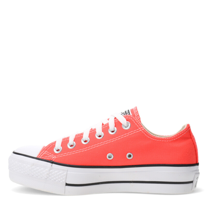 Championes de Mujer Converse - All Star Plataforma Chuck Taylor Lift Rojo Fuego - Negro - Blanco