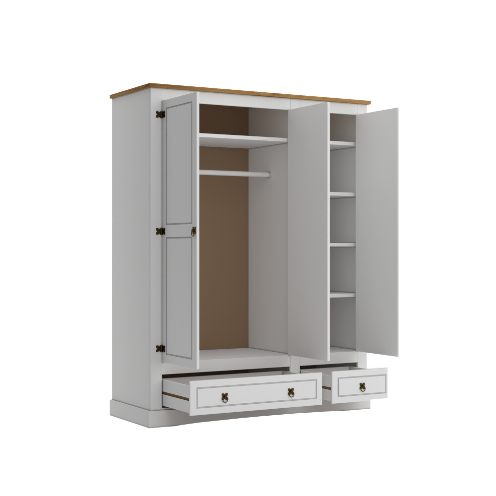 Ropero 3 Puertas Madera Maciza Linea Mexicana Blanco
