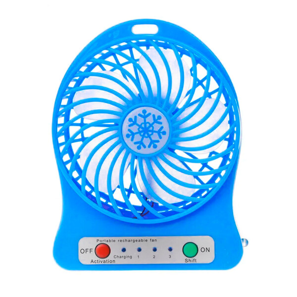 Ventilador Recargable Indicador Led 3 Velocidades Usb Color Variante Celeste