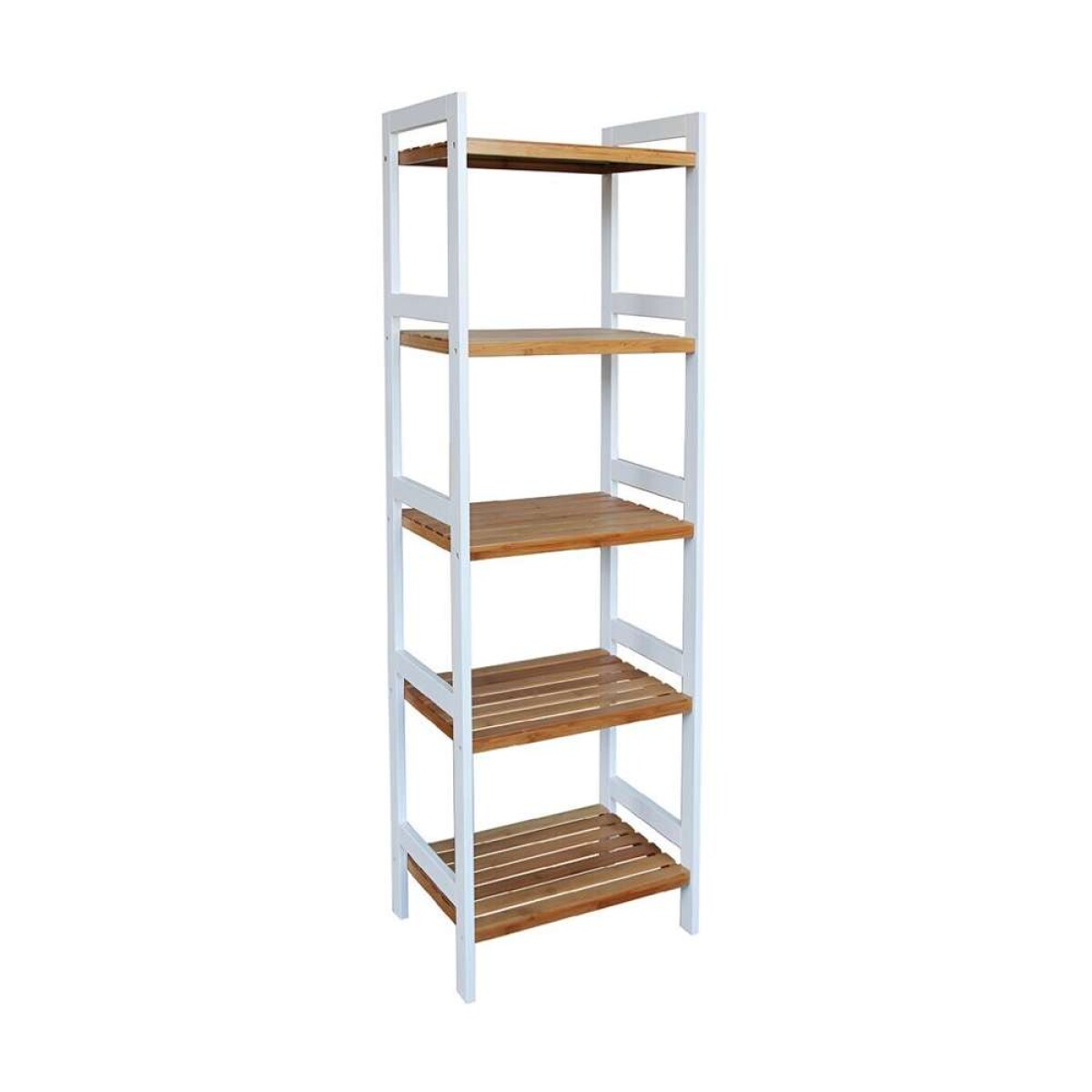 Estanteria 5 Tablas 45X32X142 Cm - Bamboo Con Blanco 