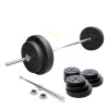 Kit de Barra Recta Larga Maciza De 1.80mts + 60kgs En Discos 4x10Kg 2x5Kg 4x2.5Kg