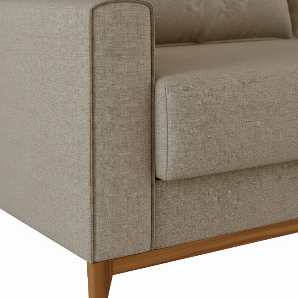 SOFÁ SILLON 3 CUERPOS PATAS DE MADERA BEIGE