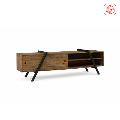 RACK DE LIVING PARA TV MADERA-Y-METAL MARRON YORK CASTAÑO
