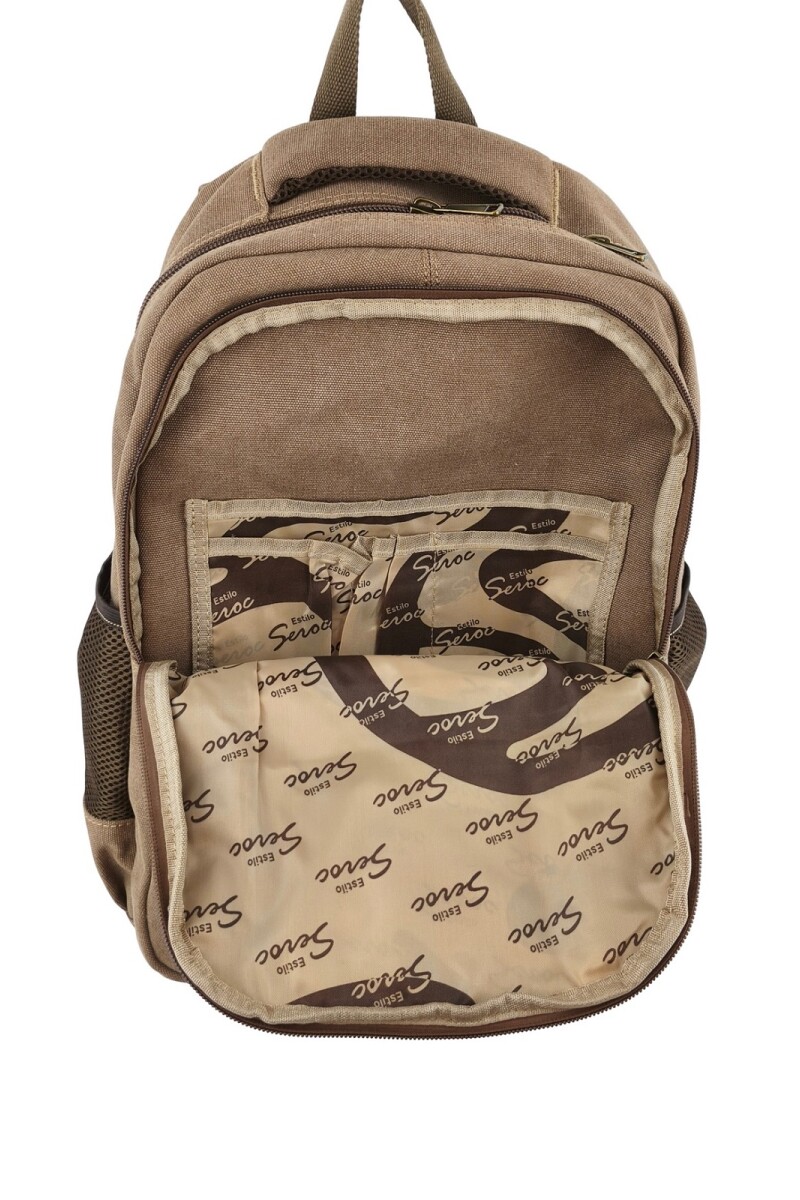 Mochila porta laptop de lona Marrón