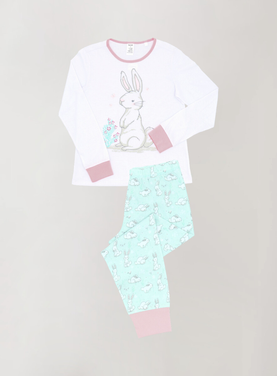 Pijama de niña conejo - Blanco 