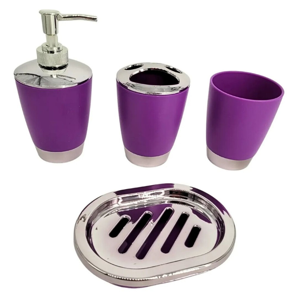 Set De 4 Accesorios Para Pileta De Baño Violeta