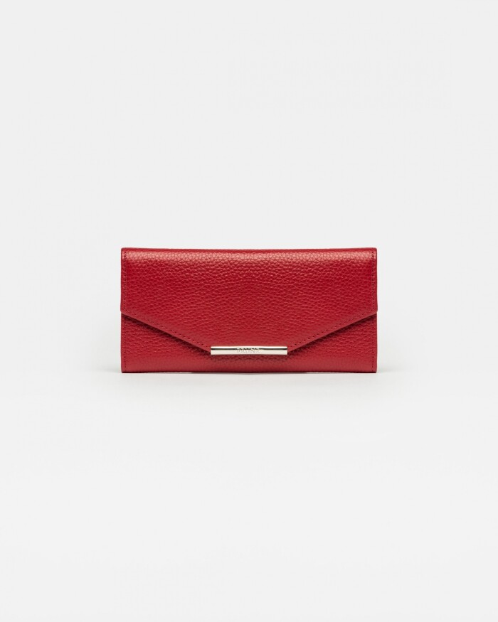 Billetera Luisa en cuero graneado Rojo