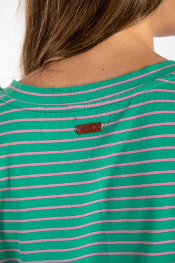 Remera Algodón A Rayas Verde