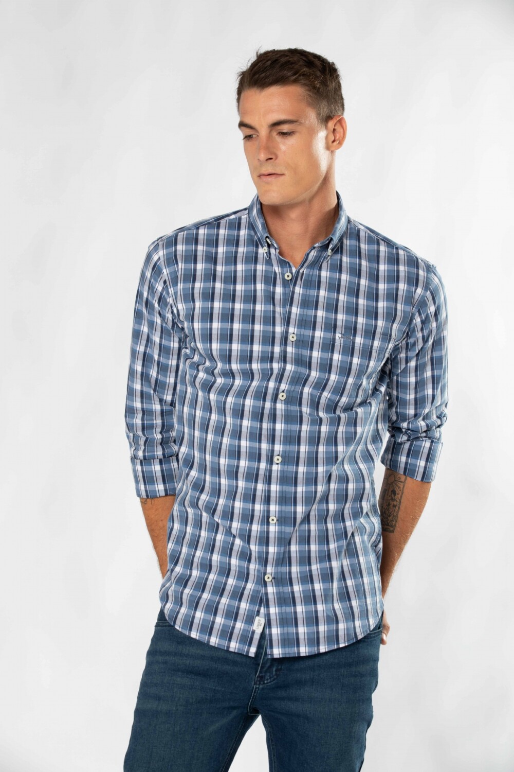 CAMISA A CUADROS Piedra