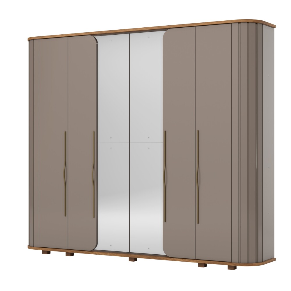 ROPERO PREMIUM 6 PUERTAS 6 CAJONES INTERNOS CON ESPEJO GUARDARROPA CLOSET ARMARIO CANELA