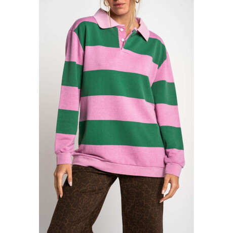 Sweater Polo Rayado Rosa