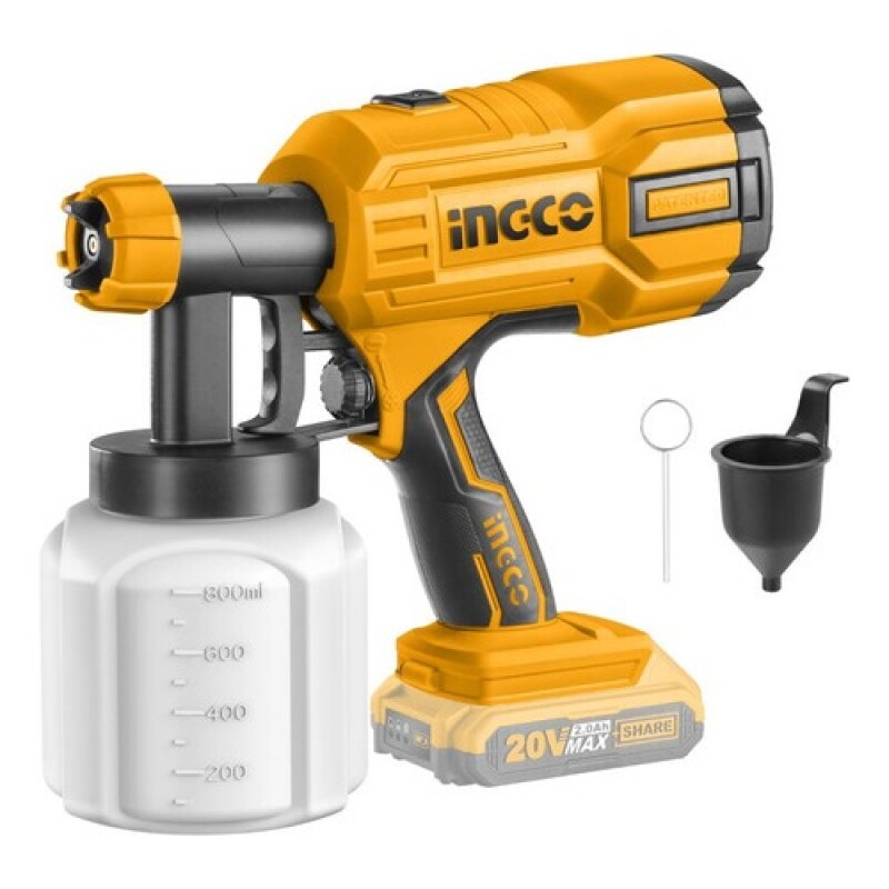 Pistola para pintar Ingco a batería 20V 800ml Pistola para pintar Ingco a batería 20V 800ml