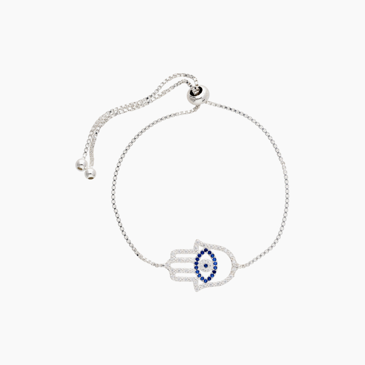 Pulsera En Plata 925 Y Circonias Con Diseño De Mano De Fátima 