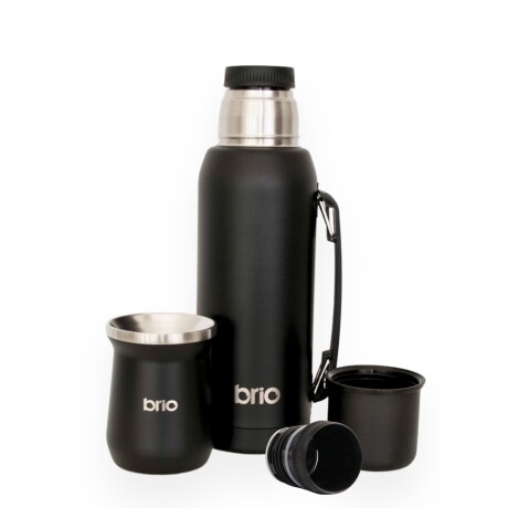 Set De Termo 1 Litro Y Mate Diseño Clásico brio Acero Inox Negro