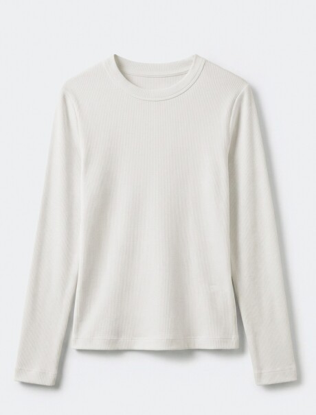 CAMISETA BÁSICA EN TELA ACANALADA BLANCO