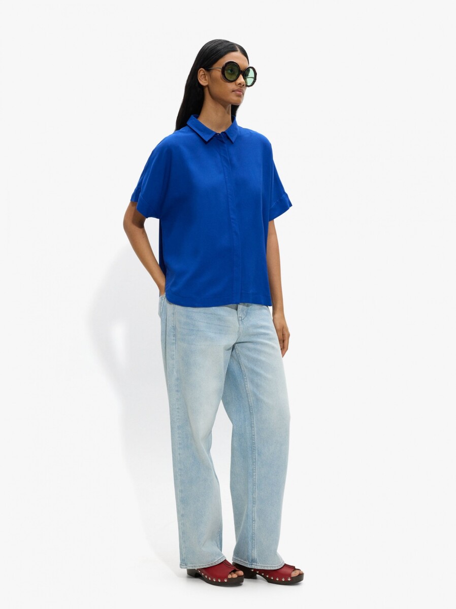Camisa De Manga Corta - azul 