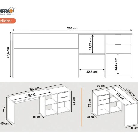 ESCRITORIO 2 CAJONES MESA PARA PC LAPTOP COMPUTADORA DOBLE MONTAJE BLANCO
