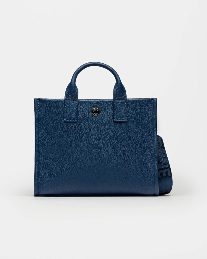 Cartera de Mano Capri En Cuero Graneado Azul