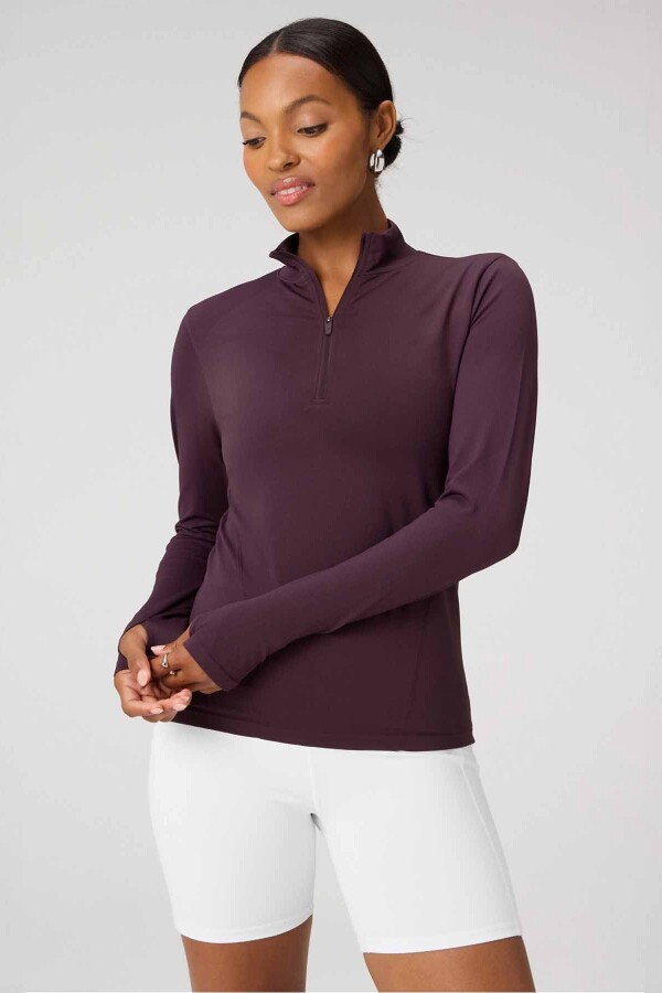 Top Feather Tech+ Half-Zip Top Mujer Oxblood
