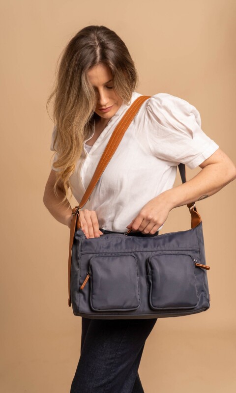 BANDOLERA MORRAL TAHINA AZUL PIEDRA C/ SUELA