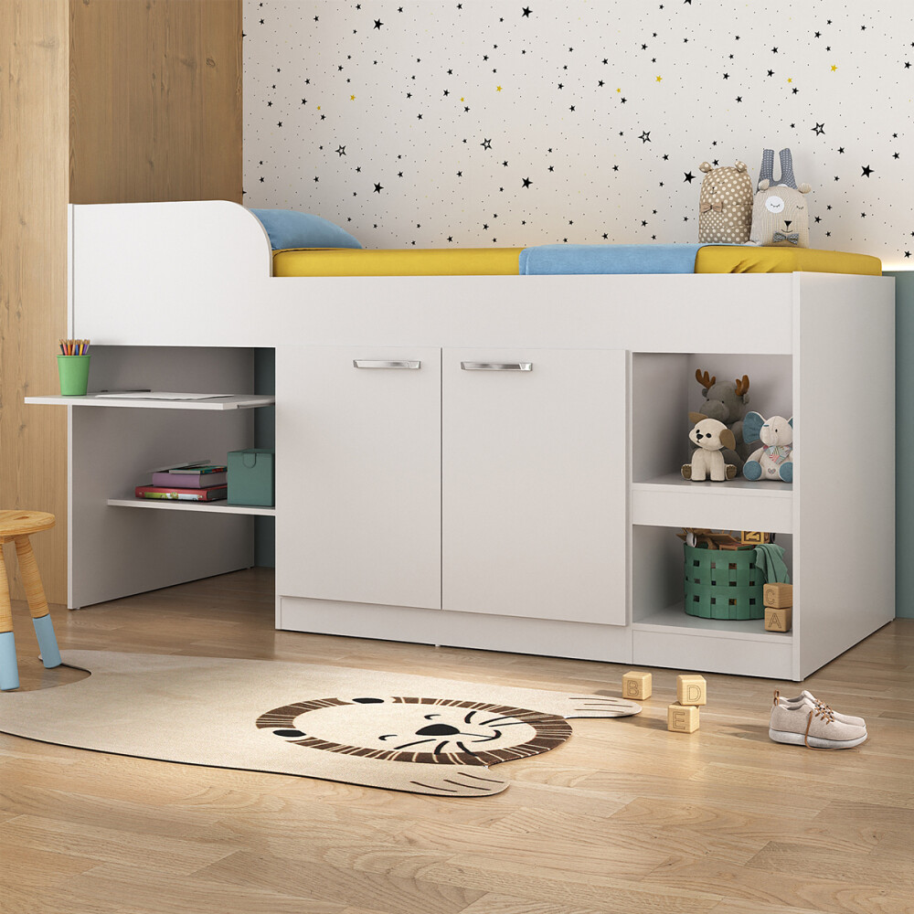 CAMA INFANTIL CON 2 PUERTAS Y ESTANTES ORGANIZADORES CAMA INFANTIL CON 2 PUERTAS Y ESTANTES ORGANIZADORES