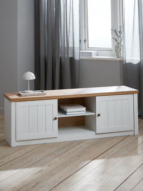 Mueble TV MARKSKEL blanco/roble Mueble TV MARKSKEL blanco/roble