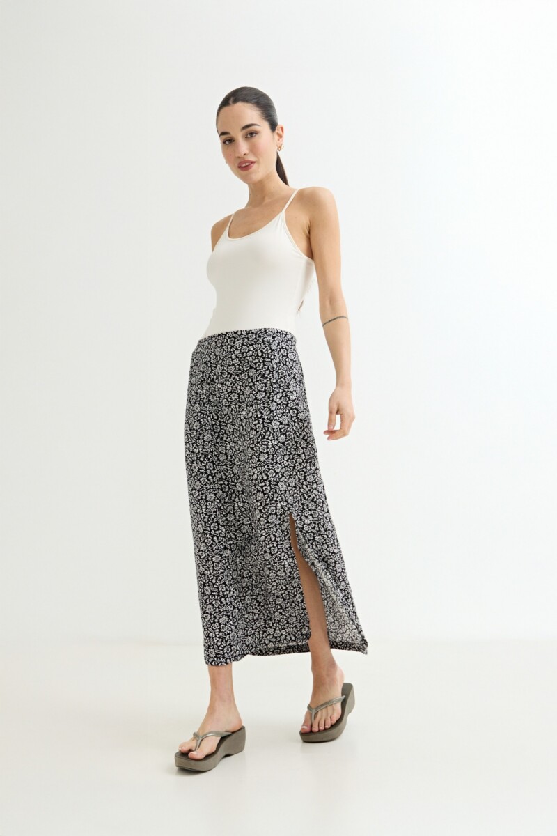 Falda midi estampada - Negro 
