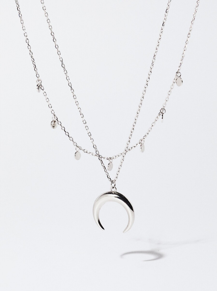 Collar Corto De Plata 925 Con Cuerno - plateado 