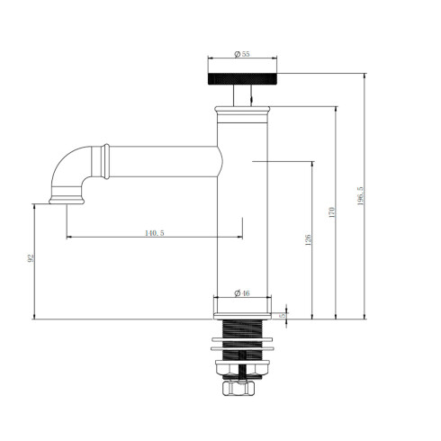 GRIFERIA MONOCOMANDO LAVATORIO INDUSTRIAL NEGRO MATE NEGRO