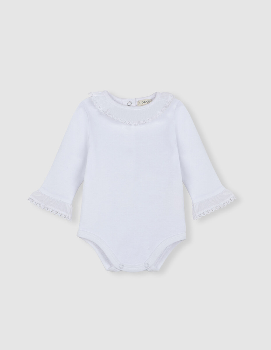 Body Con Tira Bordad En El Cuello - Blanco 