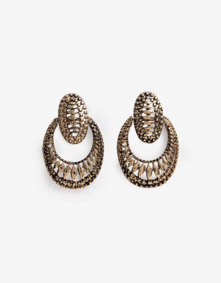 Aros Colgantes Cortos Color Aros Colgantes Cortos Antique Gold - Dorado Antique Gold