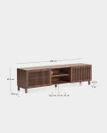 Mueble TV Beyla 2 puertas de chapa y madera maciza de fresno con acabado tono nogal 180 x 49,5 cm Mueble TV Beyla 2 puertas de chapa y madera maciza de fresno con acabado tono nogal 180 x 49,5 cm