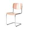 Silla de Comedor Metal Cromado y Madera - Moon Salmon