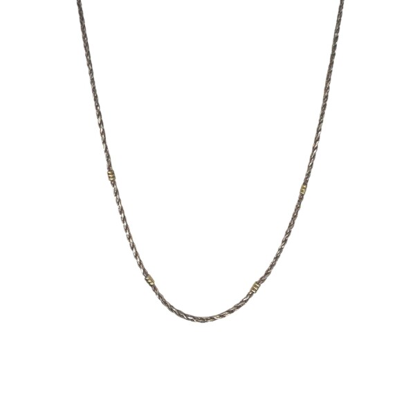 Cadena Eslabón Espiga-Plata y Oro-Sin piedra-CD5082 sinpiedra