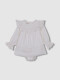 Vestido Con Bordados Blanco Roto