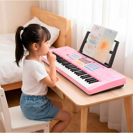 Órgano Musical Teclado Piano 61 Teclas Mozart Español Rosa