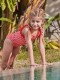 Bañador Estampado De Ondas Con Volantes Naranja