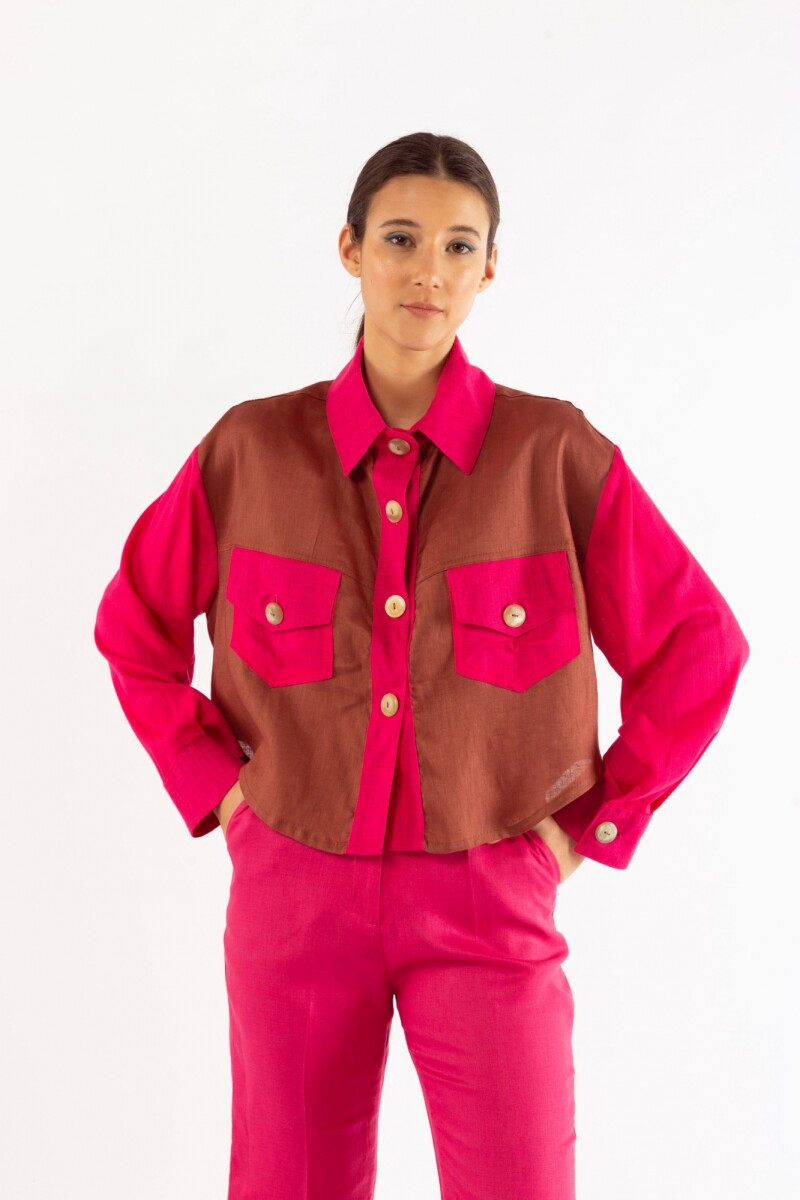 Campera Corderoy Linen Fuscia Y Bordo