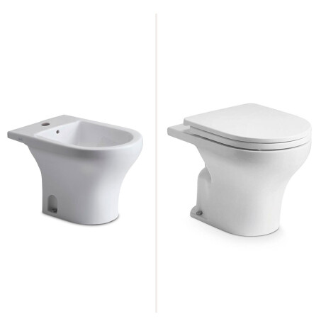 Juego De Inodoro Corto, Tapa Y Bidet, Linea Veneto, Ferrum BLANCO