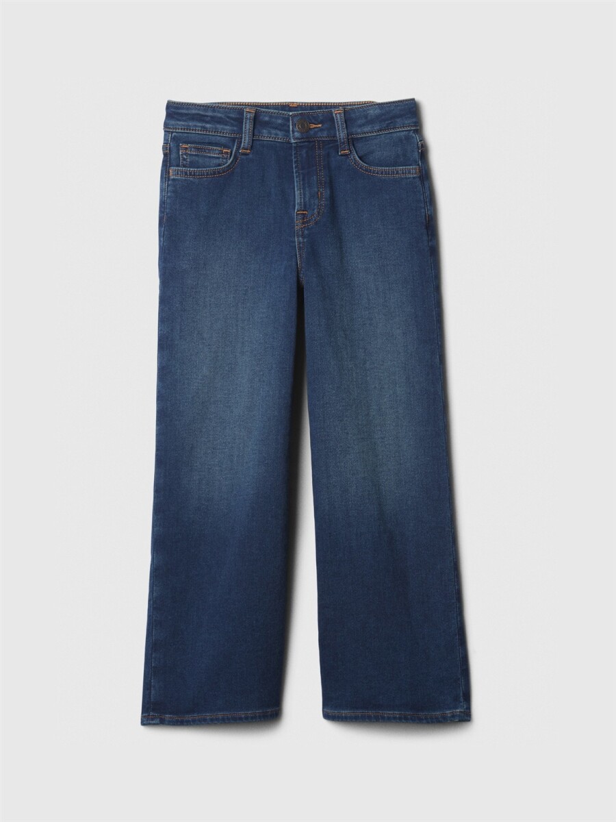 Jean Wide Tiro Alto Niña - Dark Wash Indigo 119 