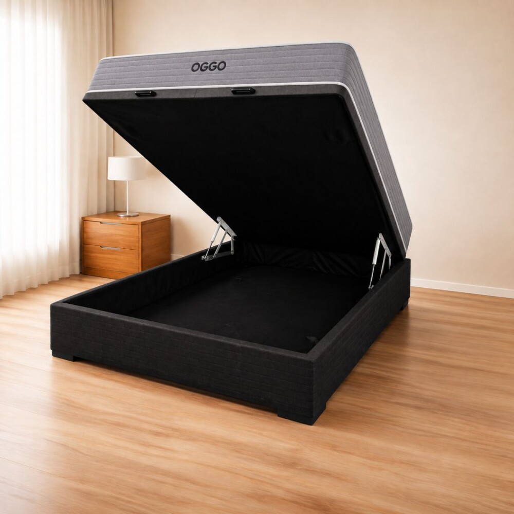 SOMMIER - MEGA SUEÑO 2 PLAZAS 100% ESPUMA CON BOX BAÚL
