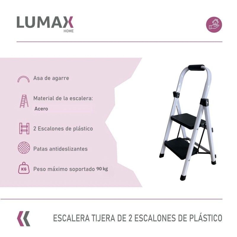 Escalera Tijera 2 Escalones De plastico Negro/Blanco