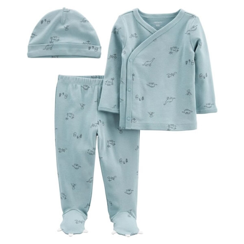 Primera Muda Carters Dino Celeste con Gorro Primera Muda Carters Dino Celeste con Gorro