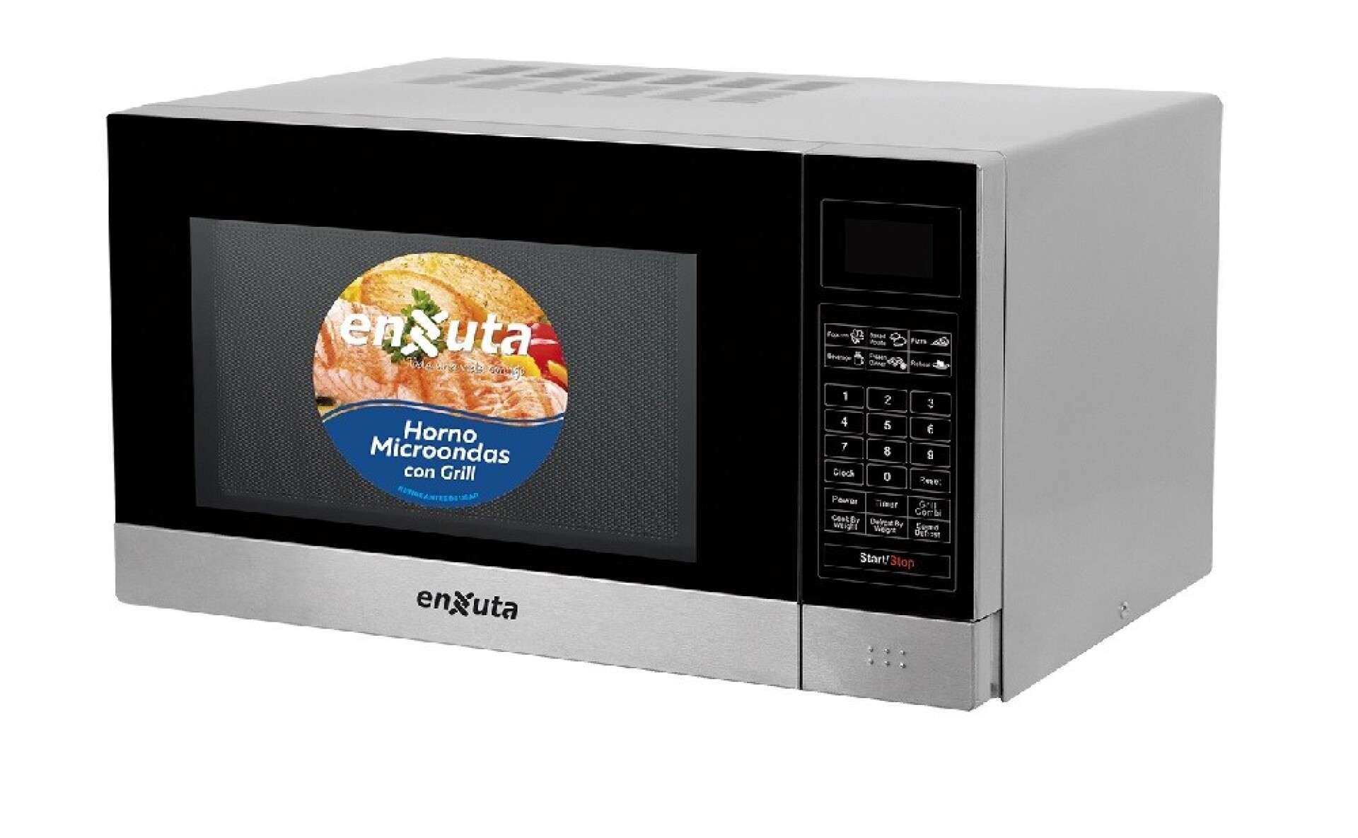 MICROONDAS 25 LITROS DIGITAL INOX CON GRILL ENXUTA 