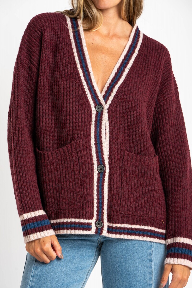 Cardigan Lana Multi Rojo