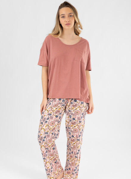 Pijama faustina pantalon Rosa antique