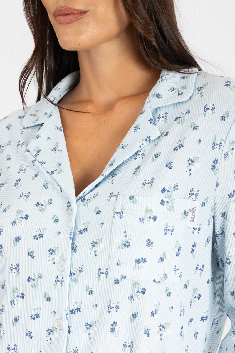 Pijama americano liberty ml Celeste