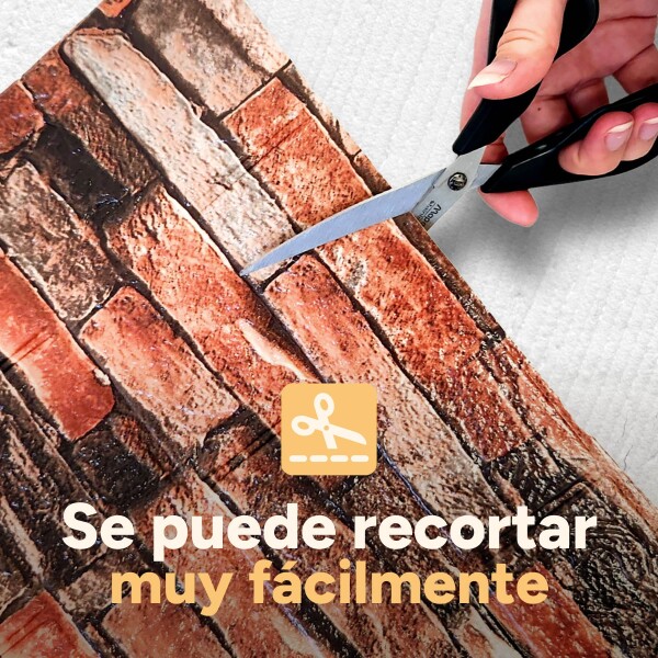 Revestimiento Pared Adhesivo 3d Piedra Ladrillo 20 Mts x 0,70 Mts Variante Color Rojo Ladrillo