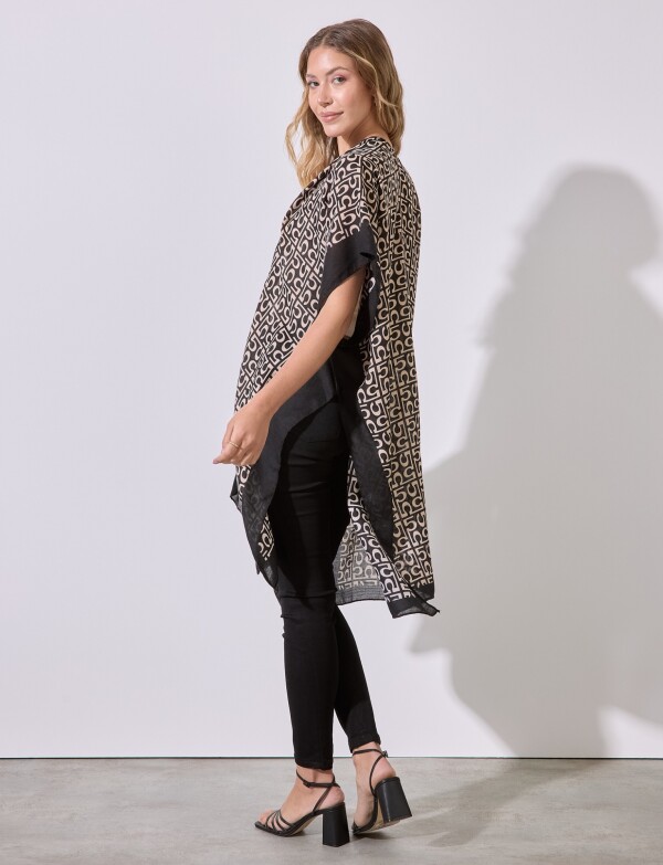 Kimono Printed NEGRO/BEIGE