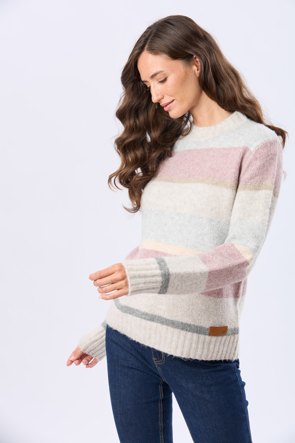 BUZO TEJIDO RAYADO Rosa